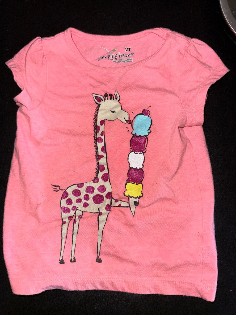 jumping beans Pink Giraffe with Colorful Ice Cream Stack Tee